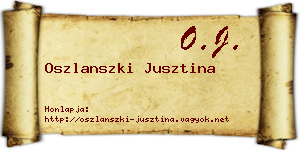 Oszlanszki Jusztina névjegykártya
